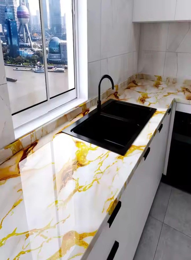 FLETIX Premium Wall Stickers DIY Vinyl Marble Peel and Stick Waterproof Wallpaper for Home-Office-Bedroom Kitchen Countertop Wooden Furniture Oil Proof Kitchen Stickers (1, Ocean White(60X200cm)) - Image 5